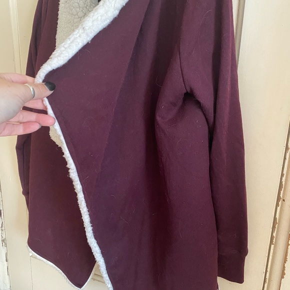 Sherpa cardigan - burgundy - Picture 3 of 7